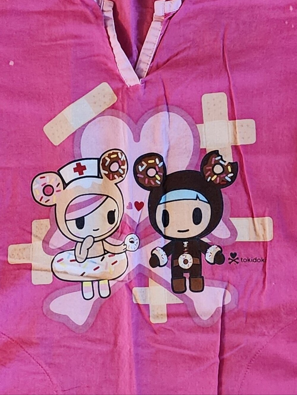 Medium Tokidoki Pink Medical Character Scrub Top - Picture 4 of 4